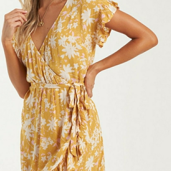 NWT Billabong Wrap and Roll dress in yellow M - Picture 5 of 12